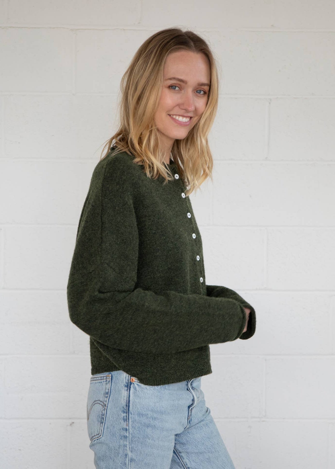 Clara Cardigan in Hunter Green