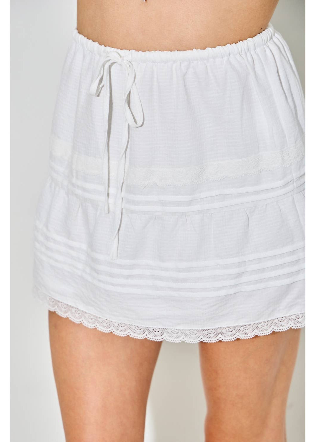 Lace and Pintuck Detail Skirt
