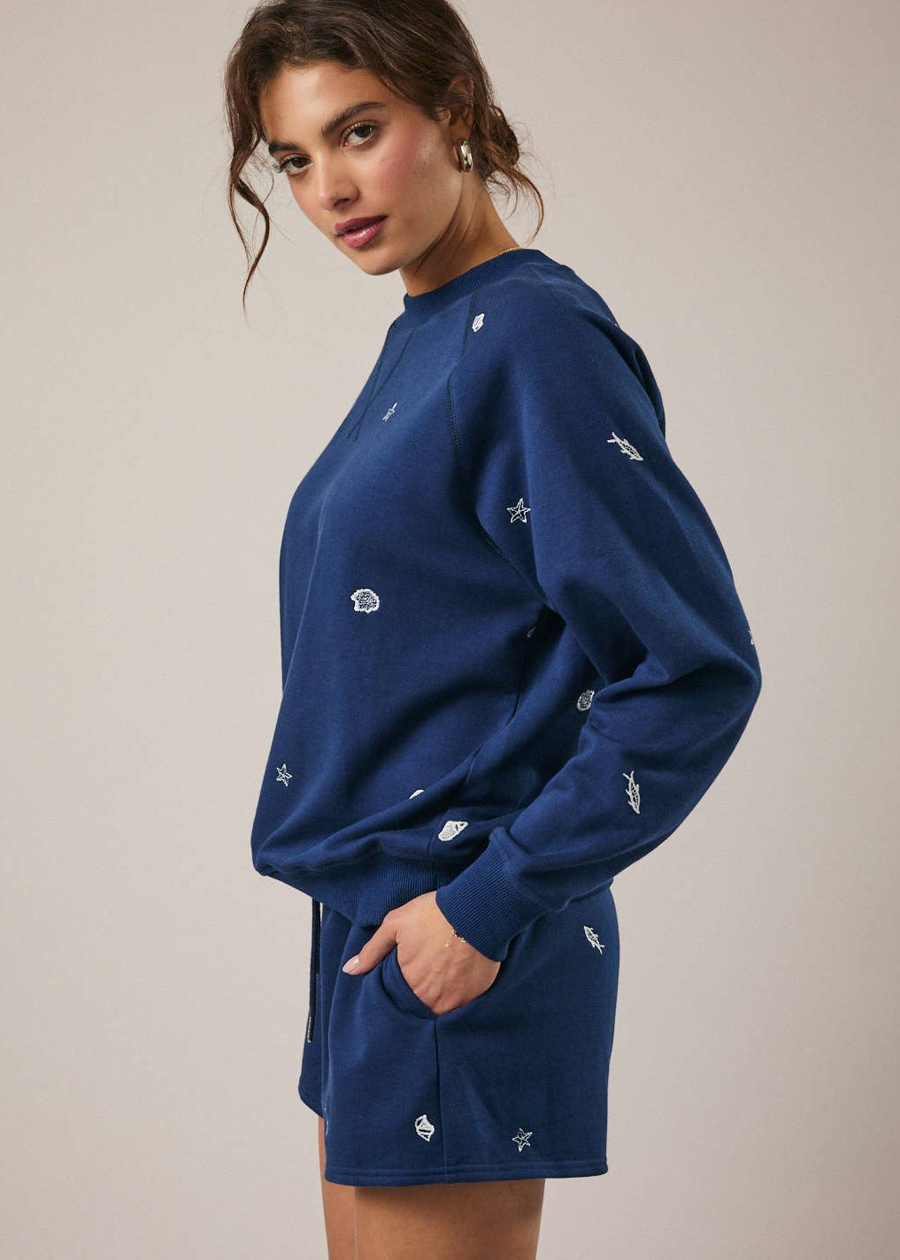 Crew Neck Long Sleeve Marine Pullover