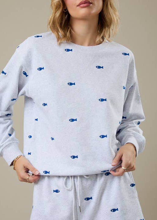 Fish Embroidered Pullover