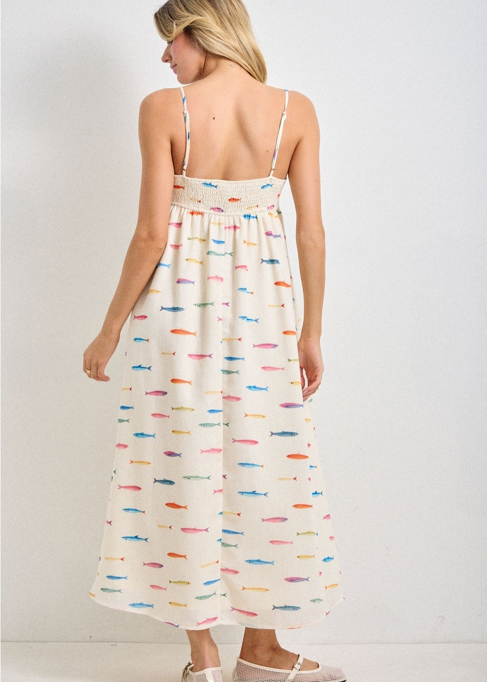 Fish Print Midi Dress