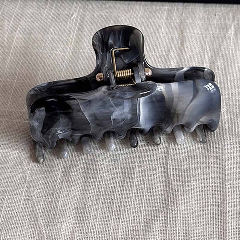 Black Marble Large Hair Claw