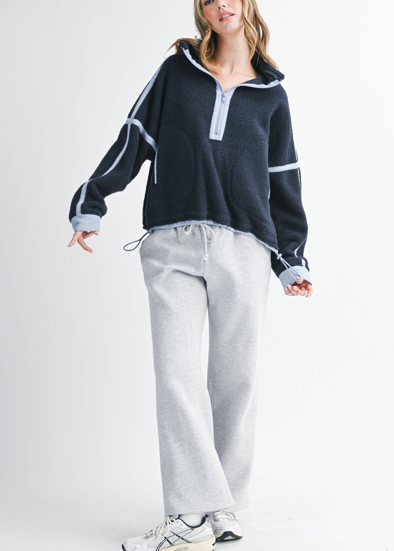 Trim Fleece Half-Zip in Navy