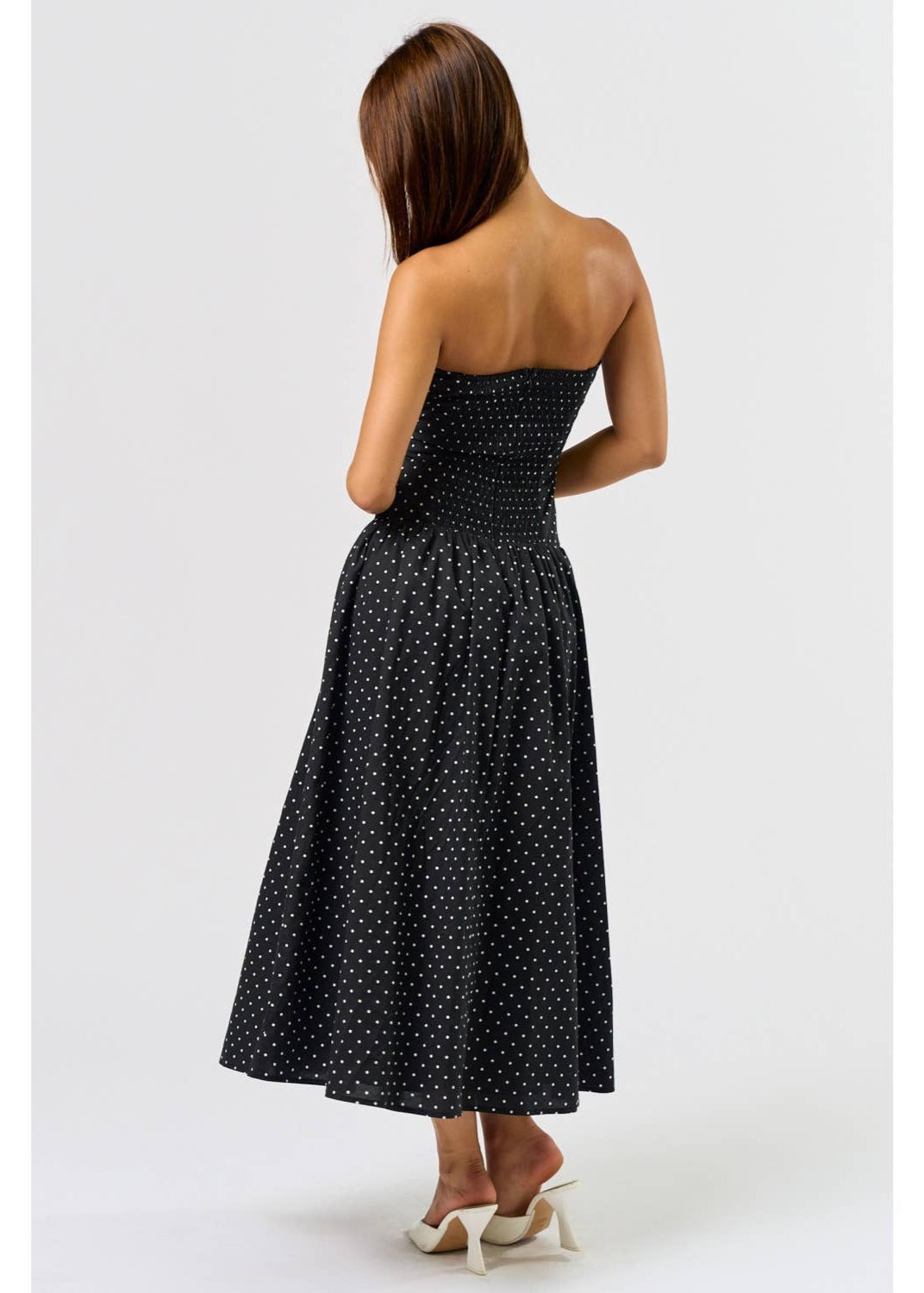 Strapless Polka Dot Tube Maxi Dress