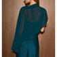 Satin Bias Slip Mini Dress with Sheer Cape