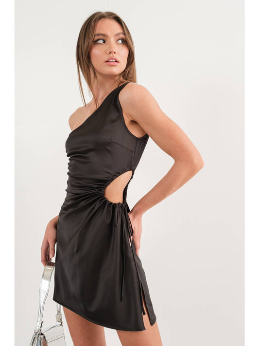 Noir One Shoulder Mini Dress