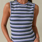 Round Neck Sleeveless Stripe Top