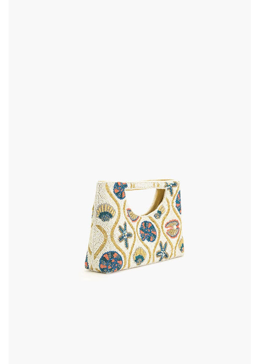 Sunlit Shore Beaded Clutch Bag