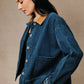 Contrast Collar Plaid Cuff Corduroy Button Front Barn Jacket