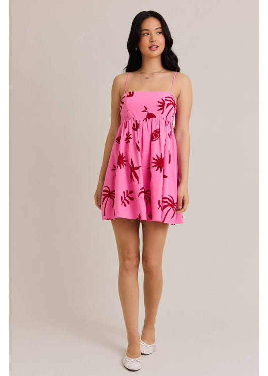 Pink Palms Mini Dress