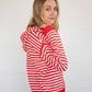 Red & White Zip Up Hoodie