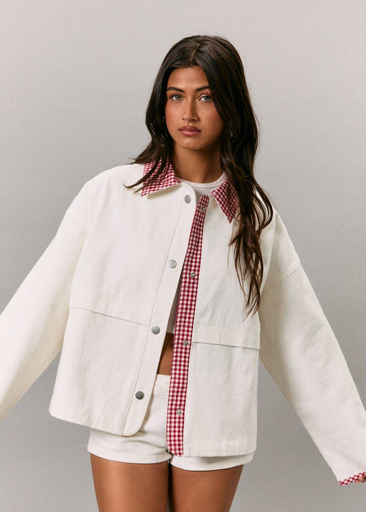 Jacket with Gingham Contrast Detailing