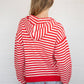 Red & White Zip Up Hoodie