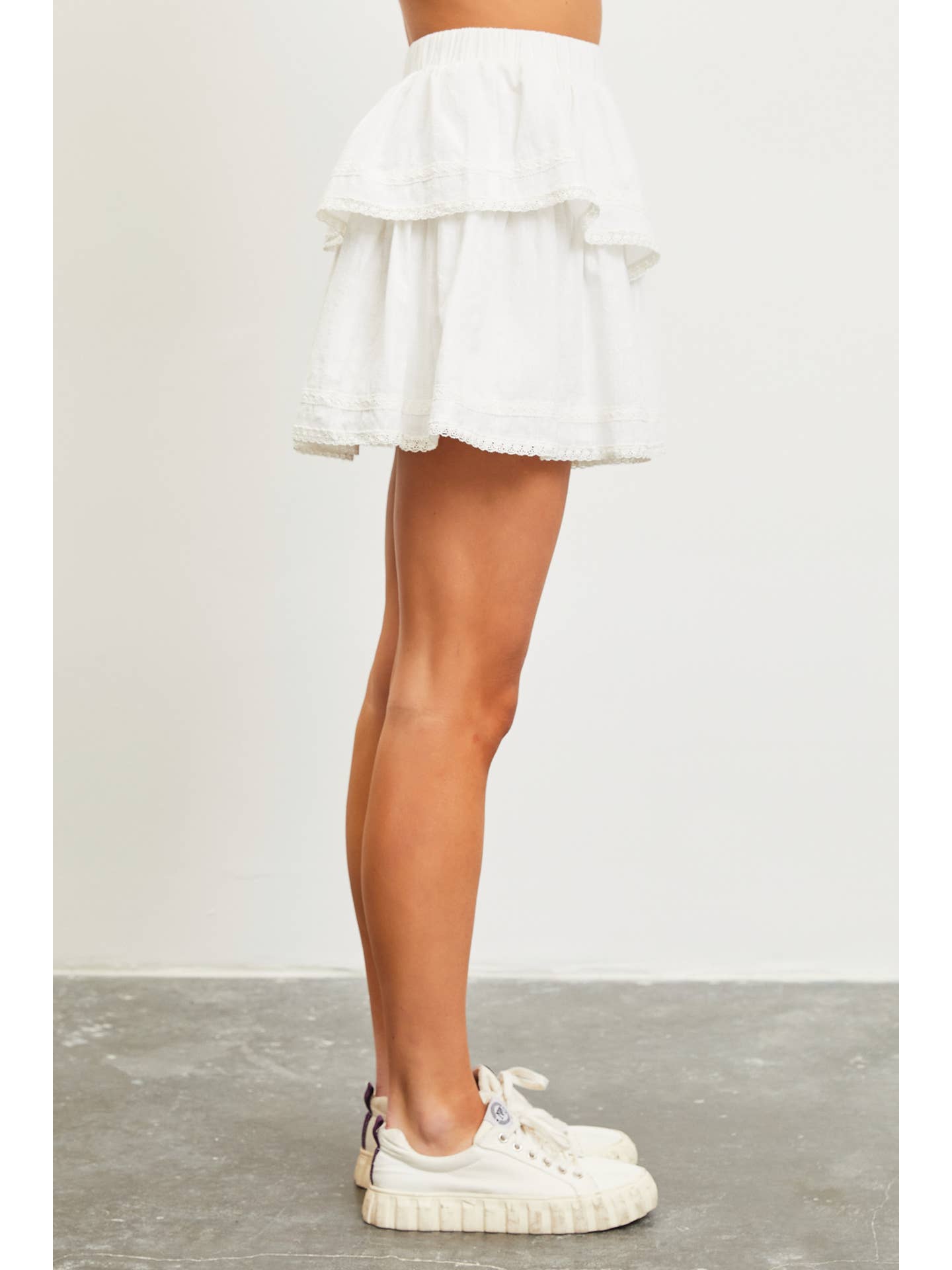 Lace Ruffle Mini Skirt