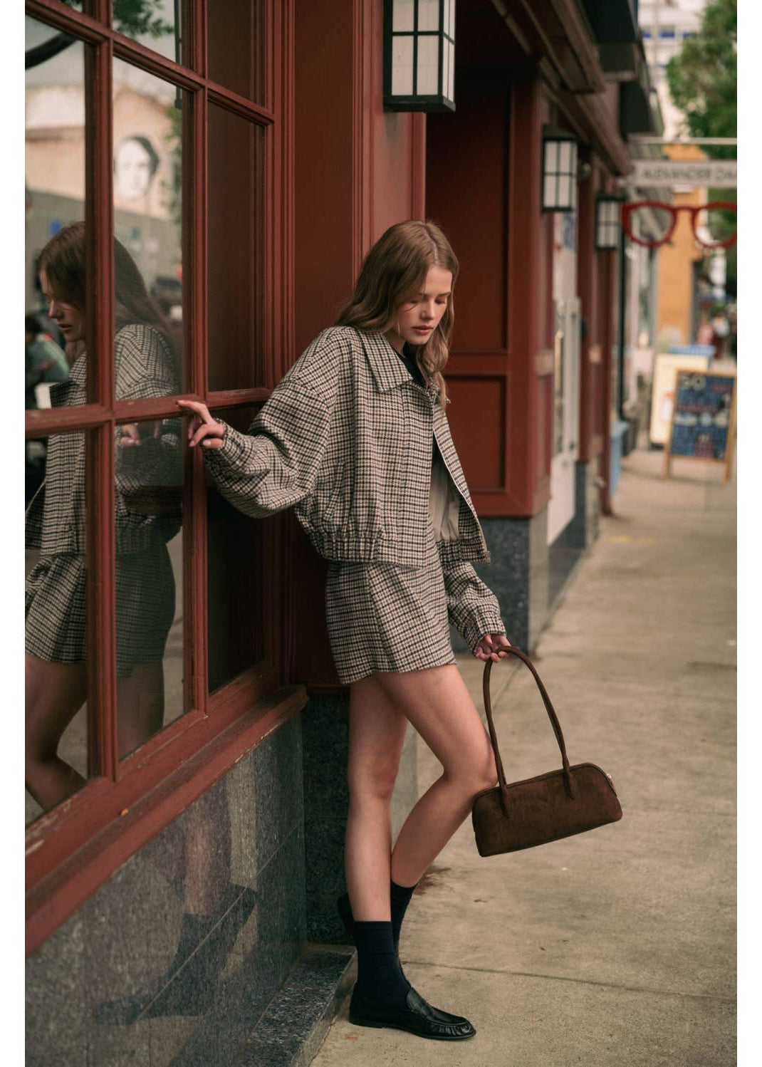 Houndstooth Pattern Mini Skirt