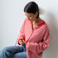 Clara Cardigan in Striped Red