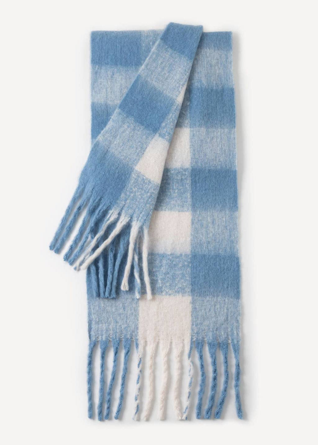 Blue and White Plaid Scarf