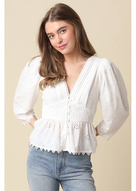 Pintuck Peplum Blouse