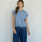 Piper Cardigan in Dusty Blue Pin Stripe