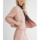 Faux Suede Moto Jacket: Rose Pink