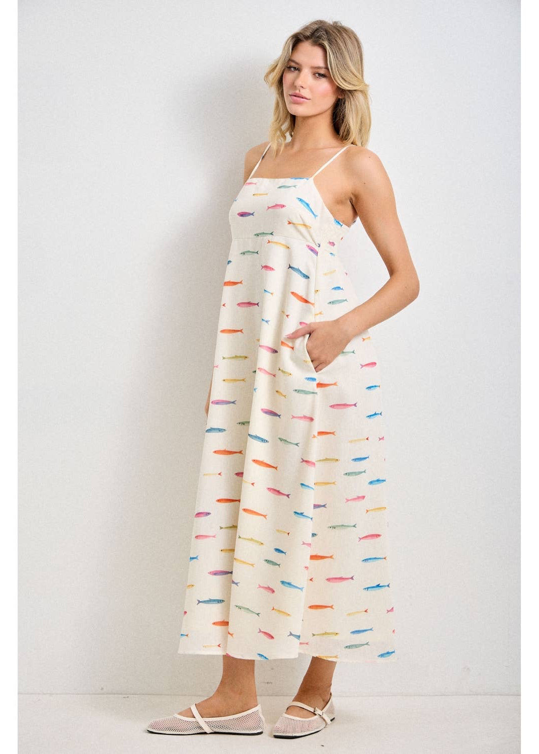 Fish Print Midi Dress