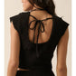 Knitted Open-Back Short Sleeve Top