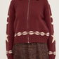 Patterned Zip Up Sweater