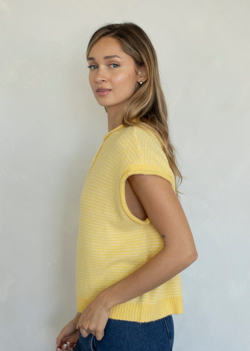 Piper Cardigan in Butter Pin Stripe