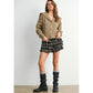 Plaid Tiered Ruffle Skort in Grey