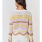 Wavy Multi Color Sweater Top with Scallop Hem Detail