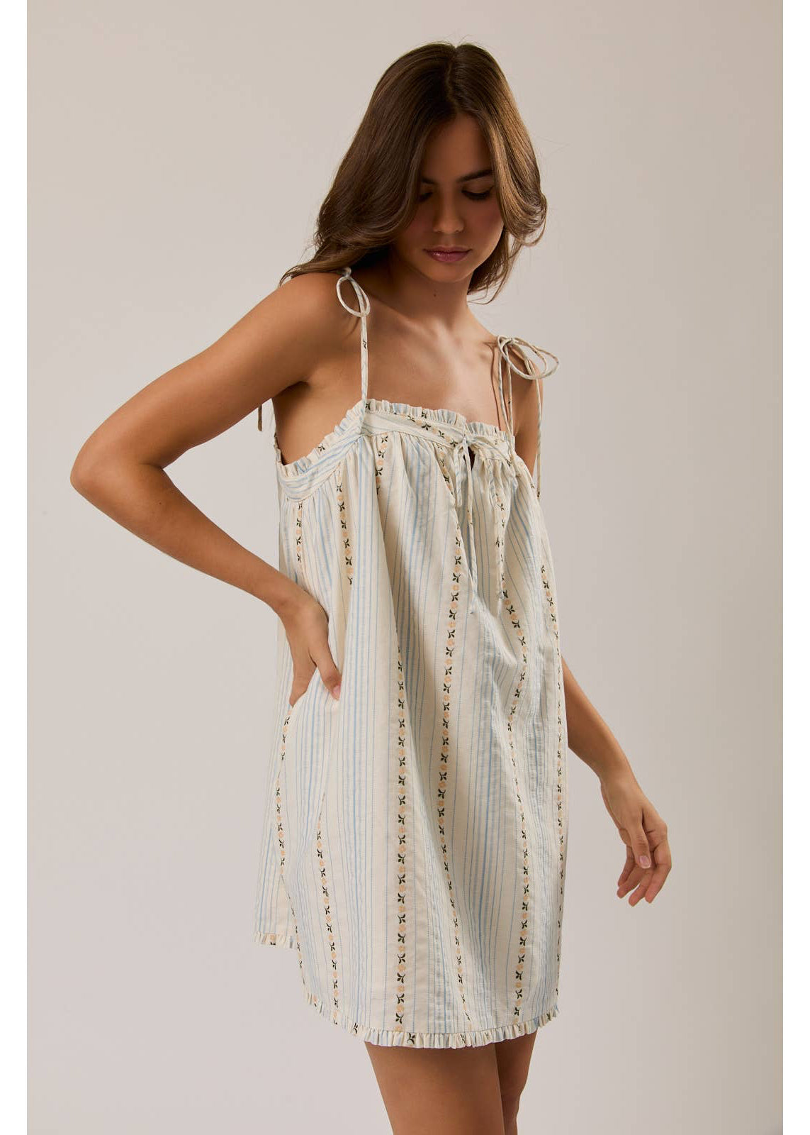 Shoulder Tie Mini Dress