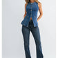 Dark Wash High Rise Cut Flare by JBD
