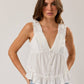 V Neckline Top with Lace Trim in White