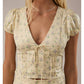 Cap Sleeve V-Neck Crop Top