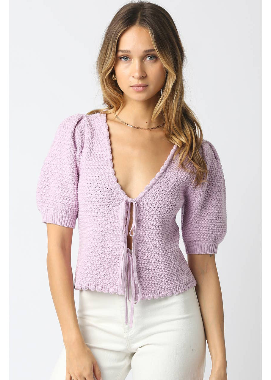 Front Tie Top in Lavender