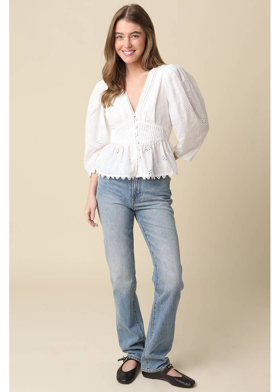 Pintuck Peplum Blouse