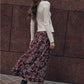 Floral Organza Pleated Circle Midi Skirt