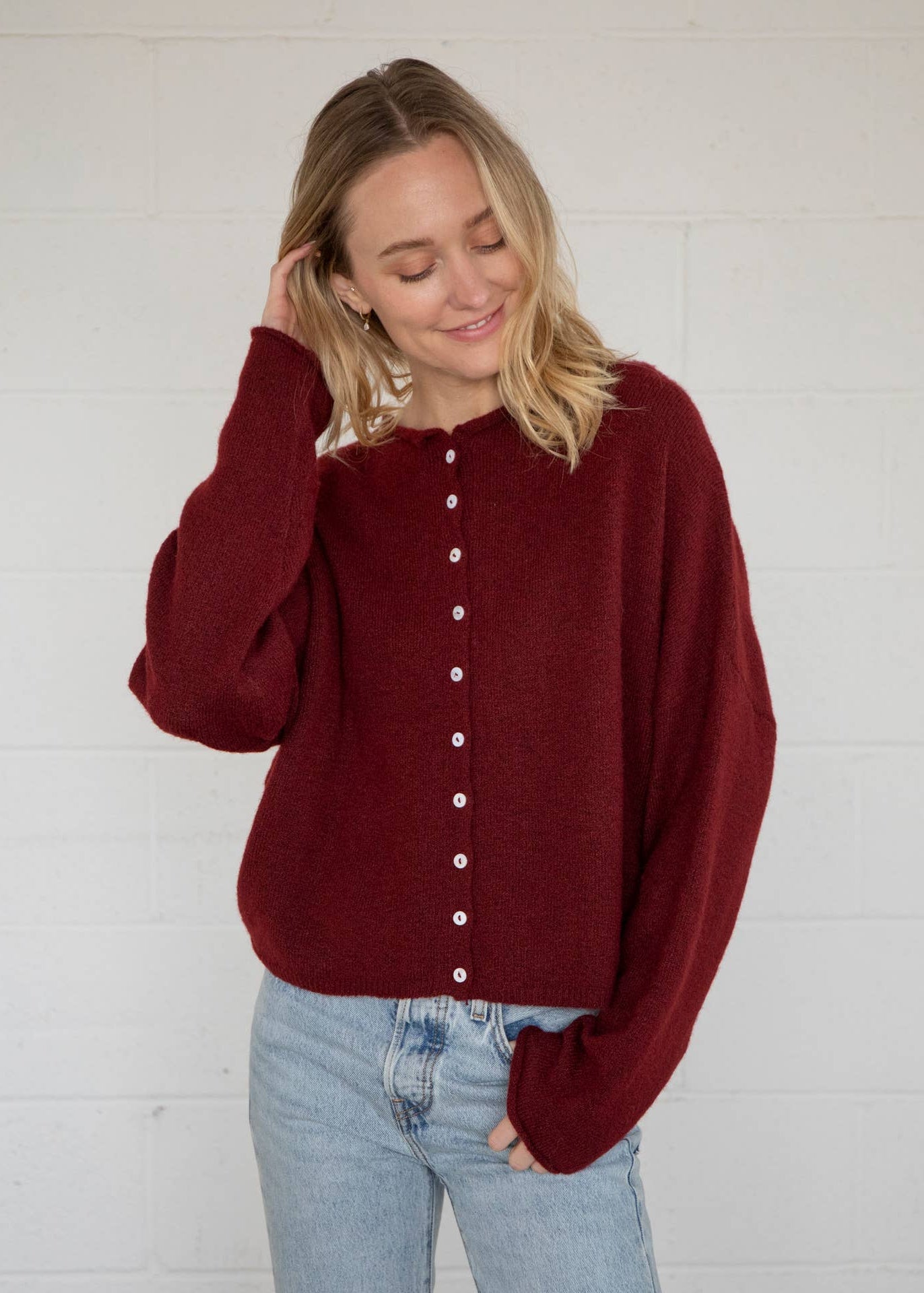 Clara Cardigan in Wine