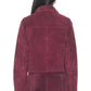 Real Suede Cropped Blazer in Wine