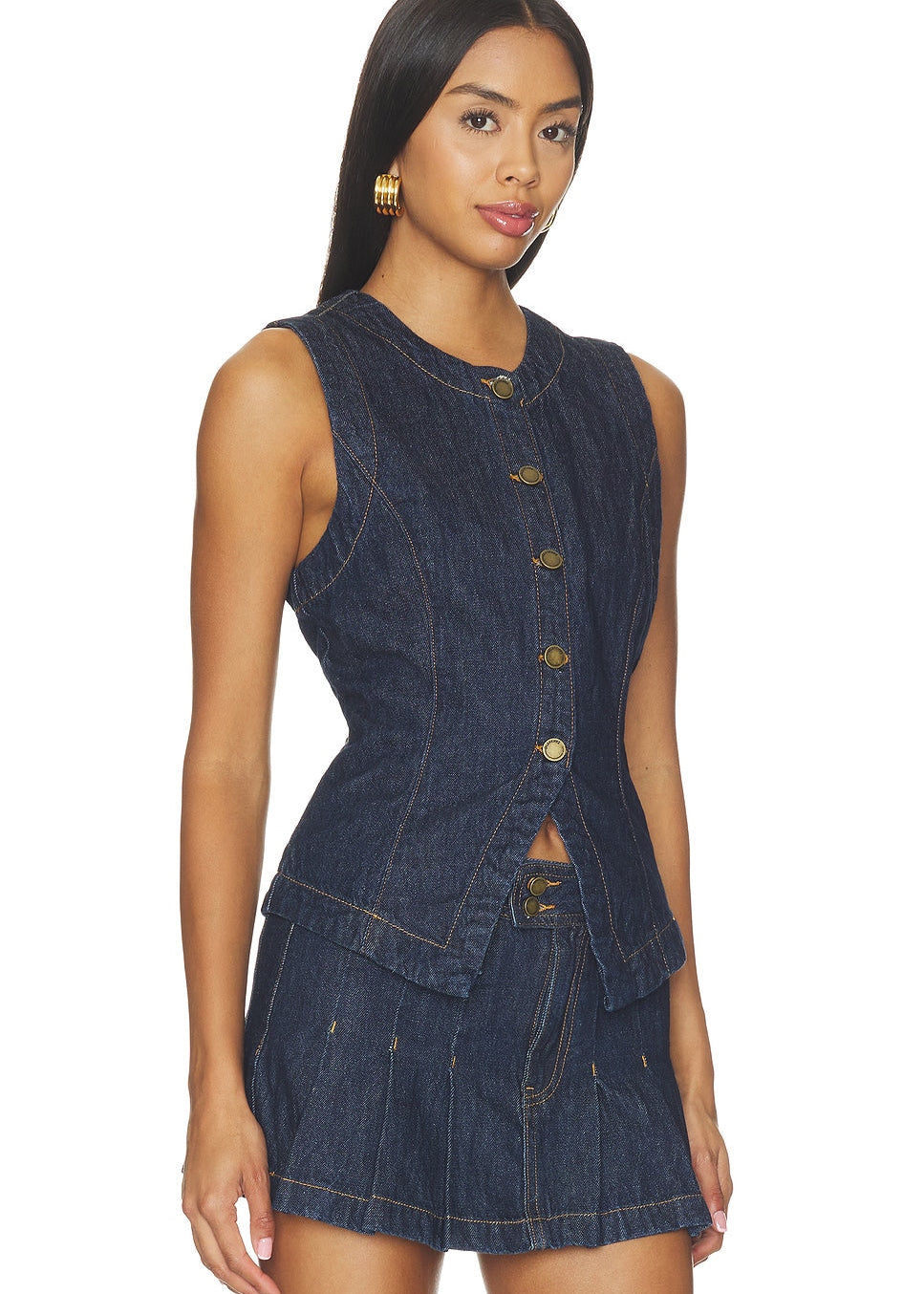 Button Down Denim Vest