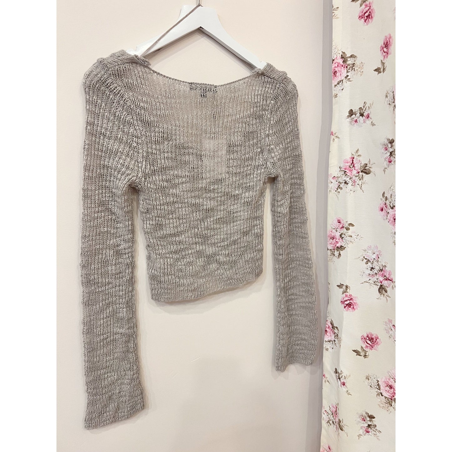 Grey Off The Shoulder Long Sleeve Sweater