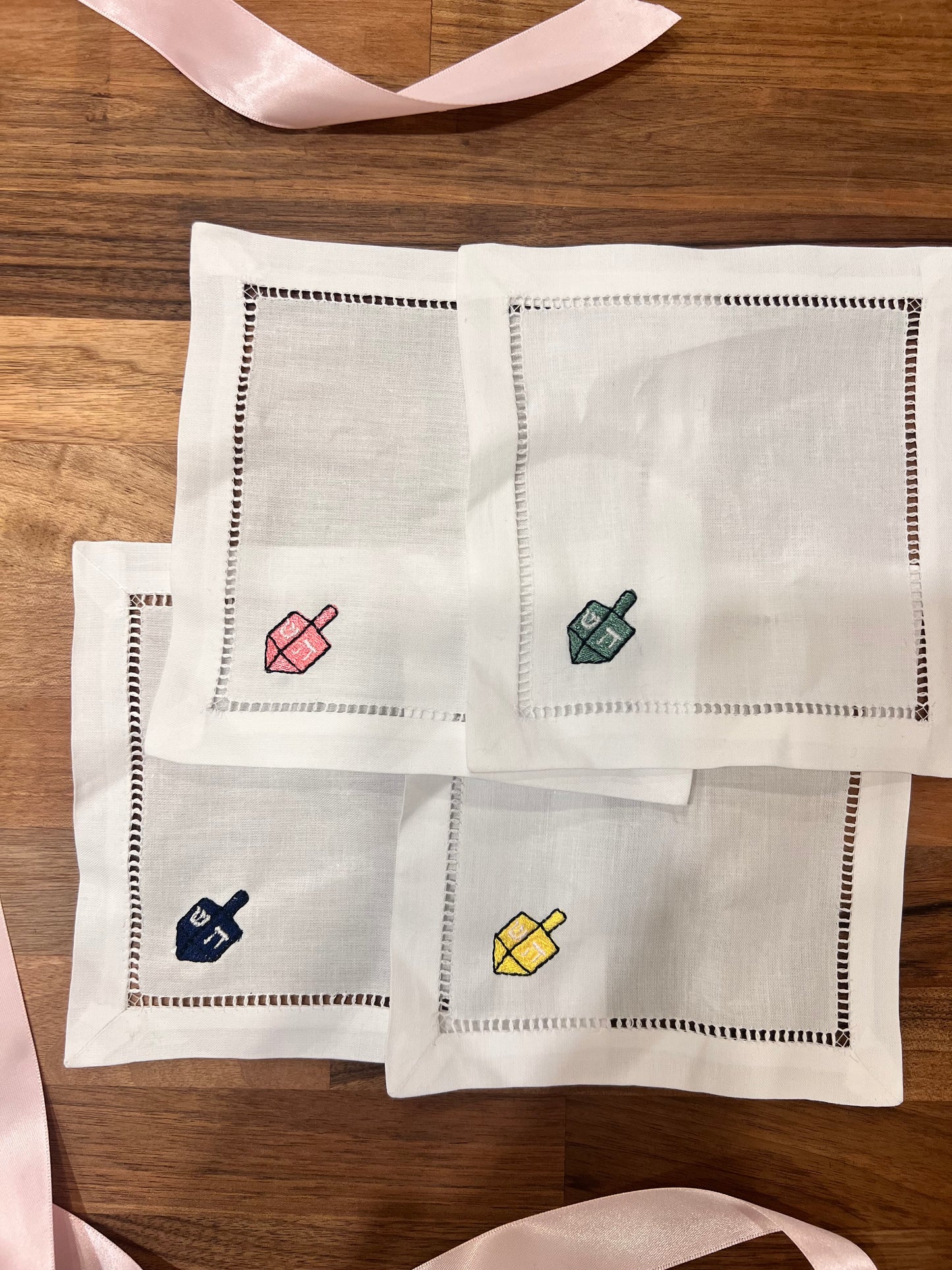 Dreidel Embroidered Cocktail Napkins