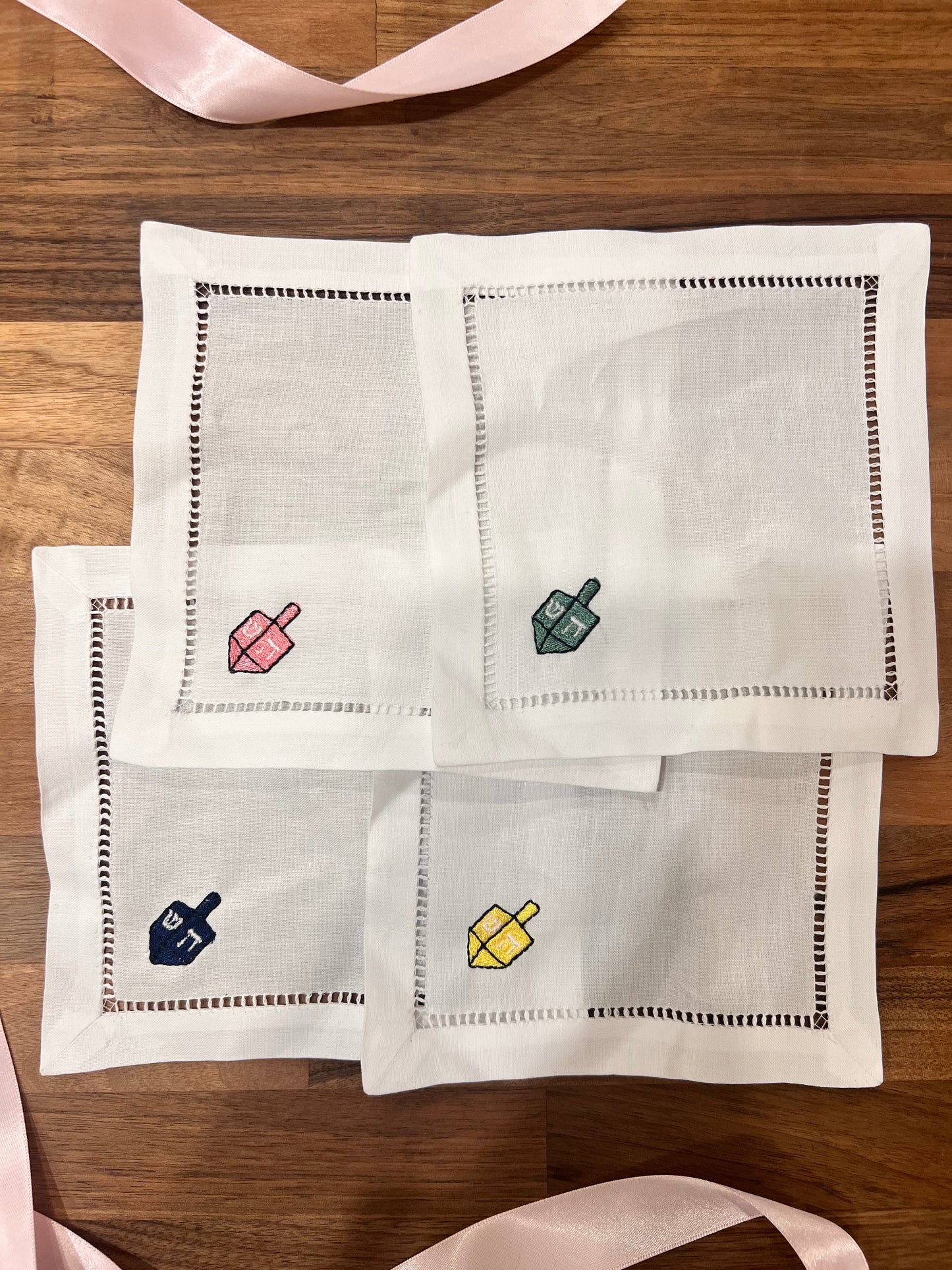 Dreidel Embroidered Cocktail Napkins