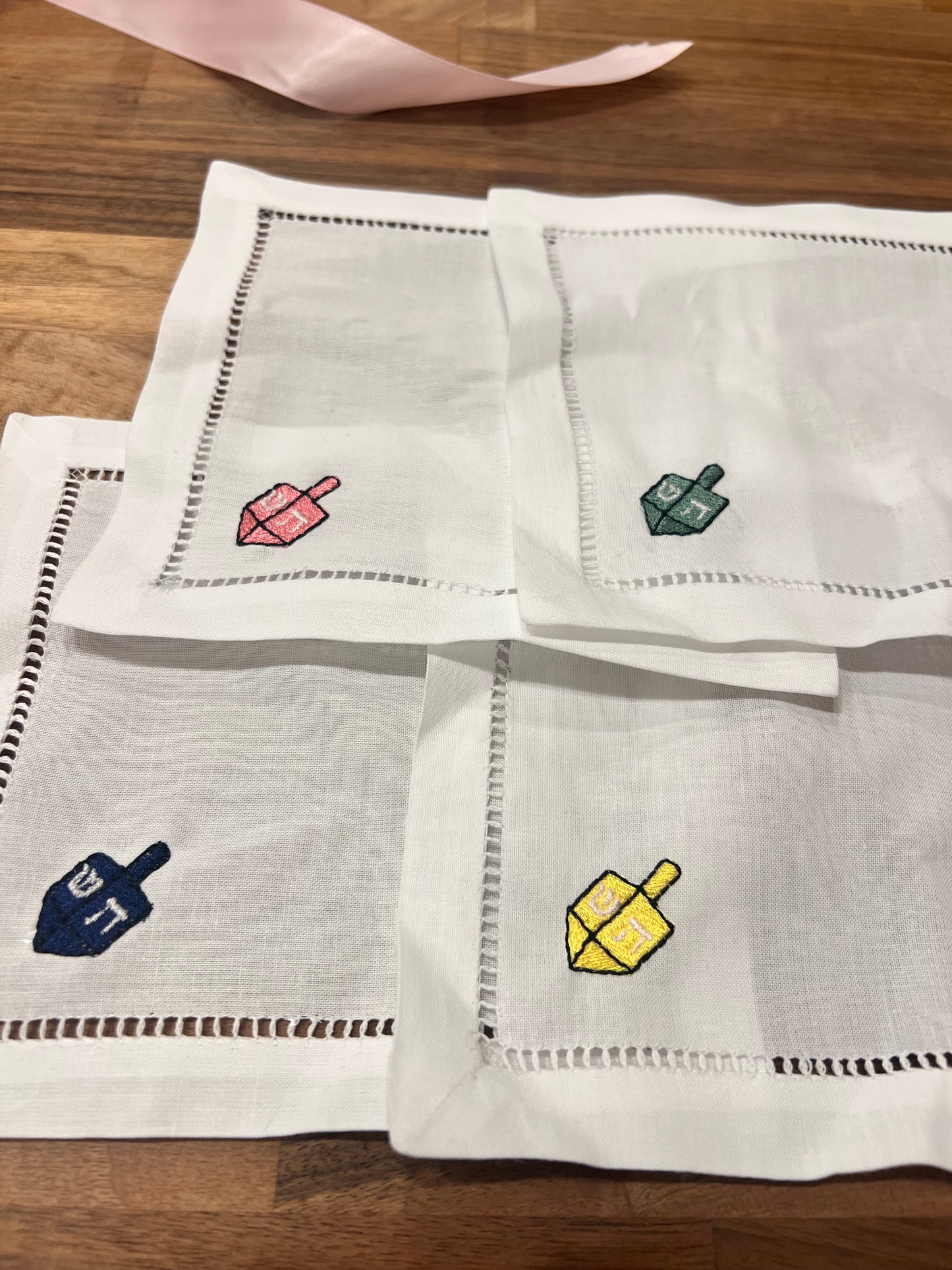 Dreidel Embroidered Cocktail Napkins