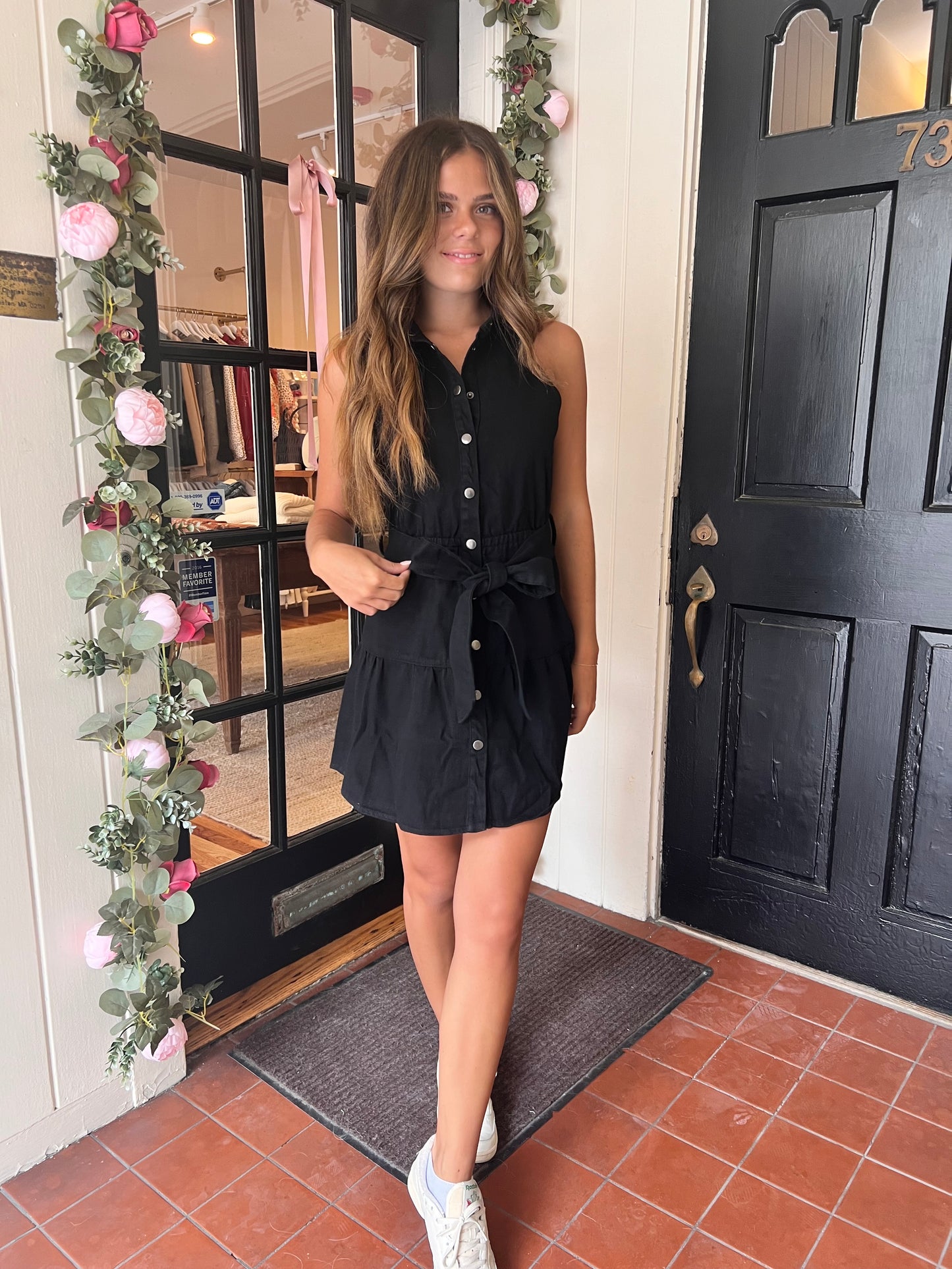 Black Collared Sleeveless Mini Dress