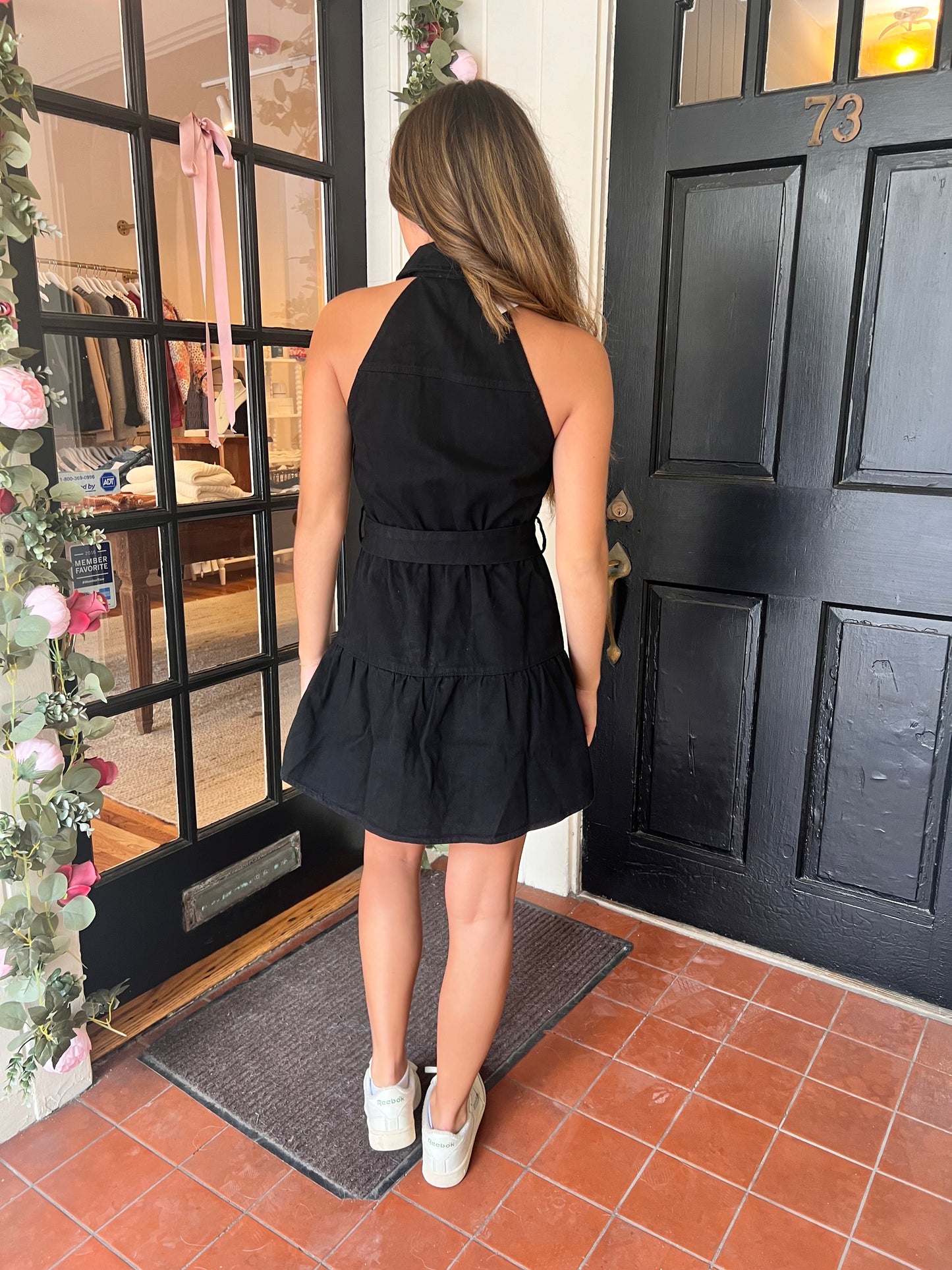 Black Collared Sleeveless Mini Dress