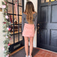 Faux Suede Skirt W Front Slit: Rose Pink