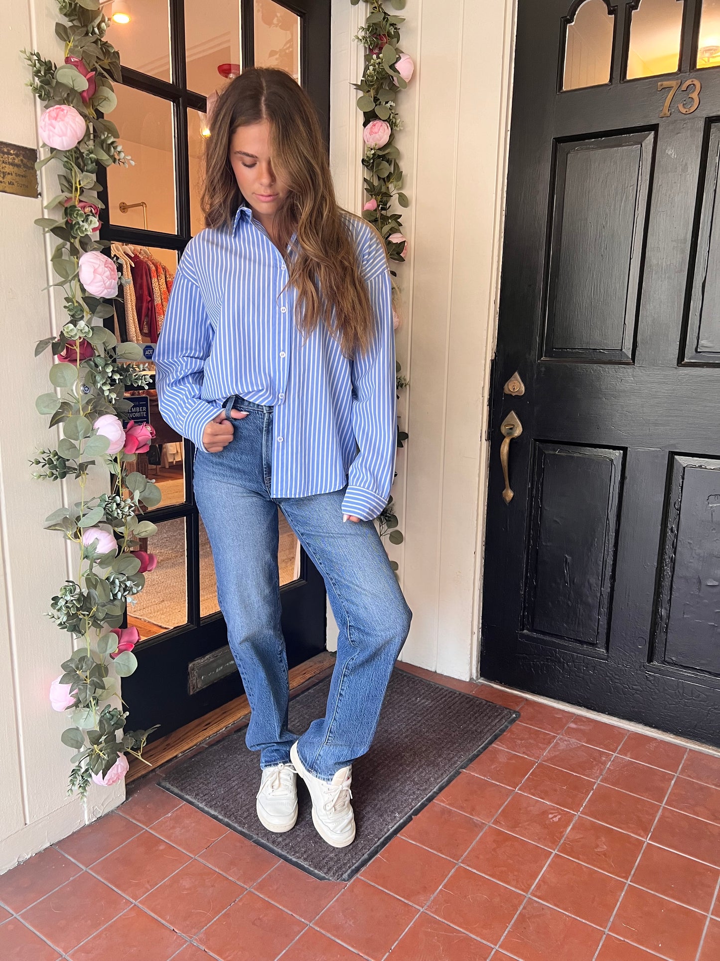 Striped Button Up in Blue