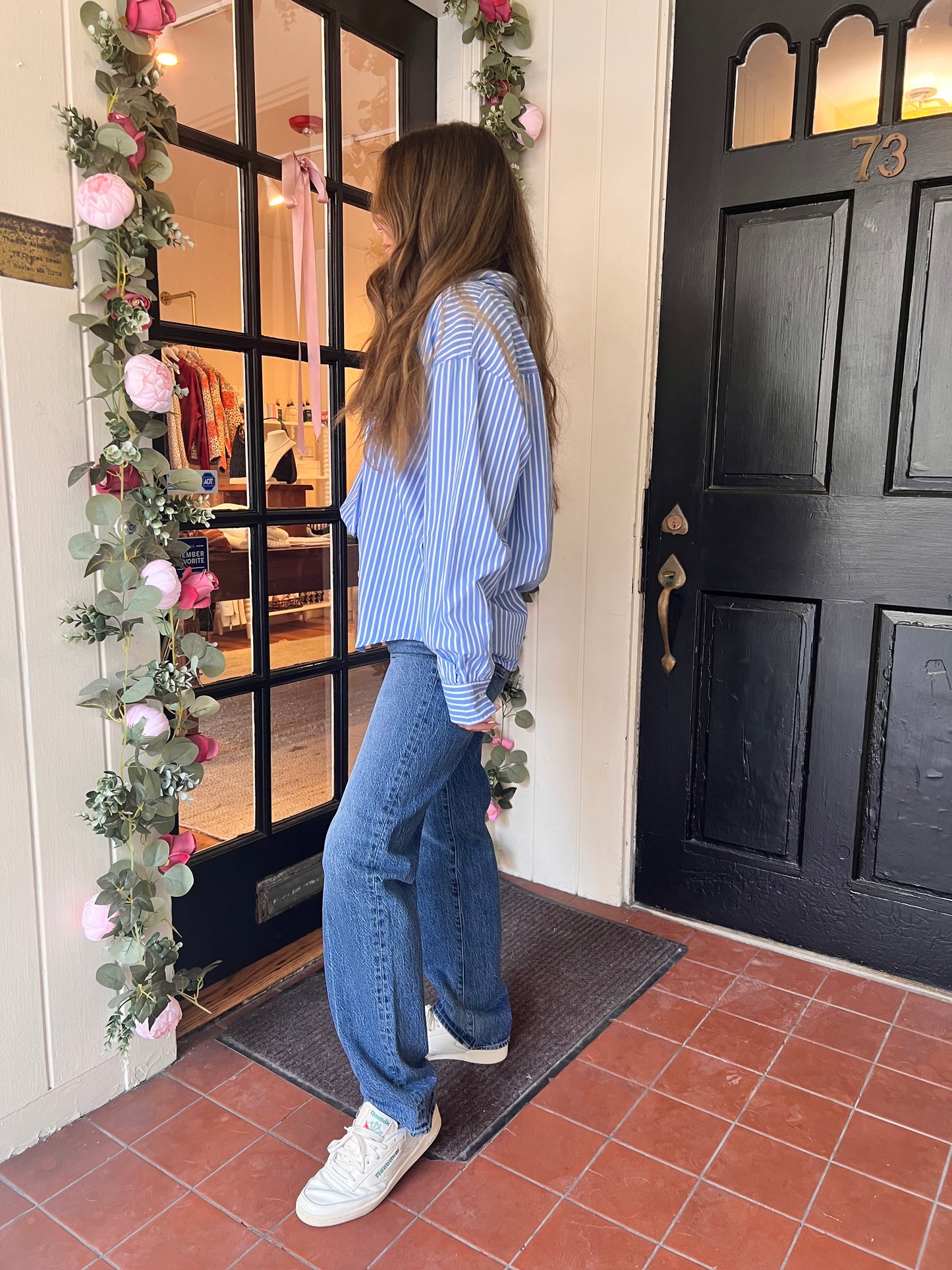 Striped Button Up in Blue