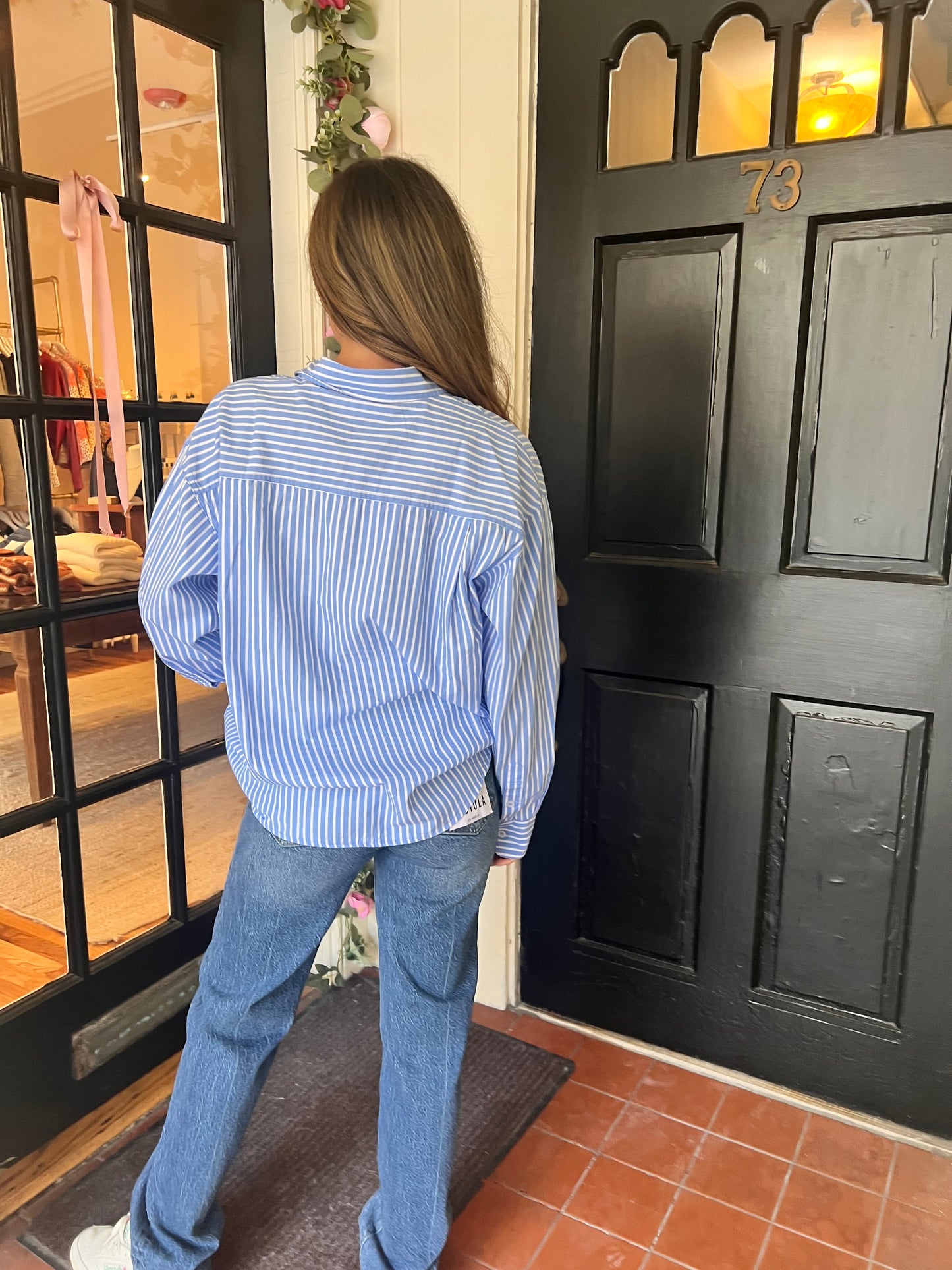 Striped Button Up in Blue